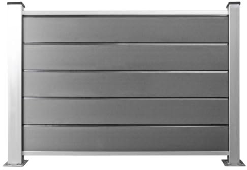 HORI® Design WPC Sichtschutz Anbauelement Halbhoch | Stecksystem | Zaun | Garten | Gartenzaun | Lamellenzaun | Windschutz | Zaunelemente | Einbetonieren Grau