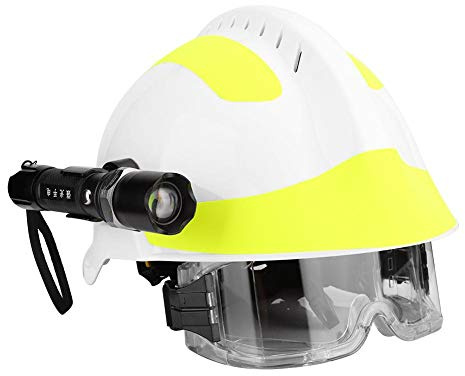 Casque de Pompier, Casques de sécurité de Sauvetage Professionnels Casque de Protection Anti-Incendie pour Pompier avec Lampe Frontale pour Mineur, Navire, travailleur du pétrole, Blanc