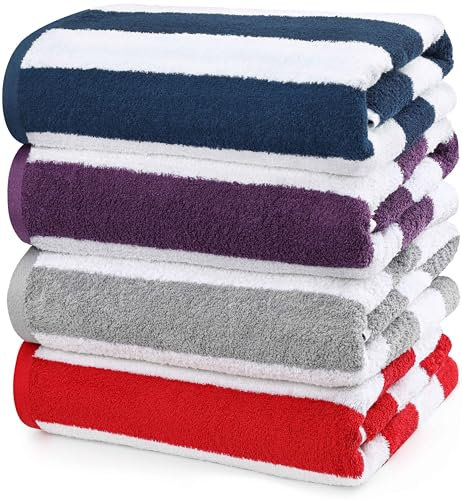 Utopia Towels 4er-Pack Strandtücher 76x152 cm, saugfähige Handtücher aus 100% Baumwolle (Rot,Marineblau,Grau,Pflaume)