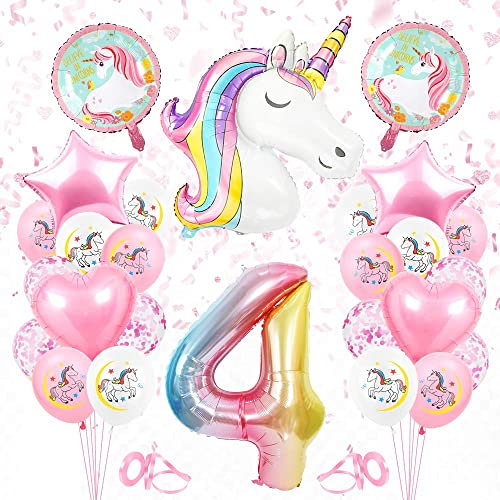 Palloncino Numero Unicorno 4, Numeri Gonfiabili Compleanno Unicorno 4, Huge Palloncino Numero 4, Palloncino Anno Compleanno Unicorno, Decorazioni Unicorno Numero 4 Palloncino per Ragazza