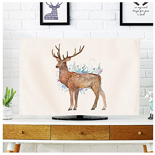 NAKAN Dust-proof TV Cover 22-80 Inches Indoor TV Screen Protector for LED, LCD, OLED Flat Curved Screen, Rustic Style Deer Print(Size:80in,Color:3)