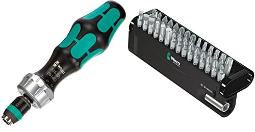 Wera 05051461001 1/4 x 142 816 RA Ratchet Screwdriver - Silver & Bit-Check 30 Metal 1 General bit Set for Drill/Drivers, Metal Jointing, PZ,PH,Hex-Plus,TX 30 piece, 05057434001