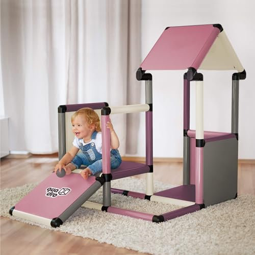 Quadro Adventure Home – Modulares Klettergerüst und Spielturm für Kinder, 220 Teile, ab 6 Monaten, Indoor/Outdoor, UV-stabil, Made in Germany (Berry)