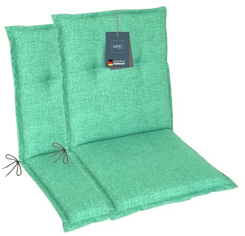 LILENO HOME Gartenstuhl Auflagen als [2er Set - Niedriglehner] in | Türkisgrün - bequeme Liegen als Sitzauflagen für Gartenmöbel - Stuhlkissen für Gartenstühle und Klappstühle