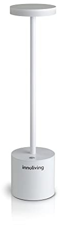 Innoliving Lampada Ricaricabile da Tavolo senza fili, Luce LED Regolabile INN-094W, Lampada Elegante da Casa e Ristorante, Ricaricabile a Lunga Durata con Uso Interno ed Esterno, Bianco Opaco