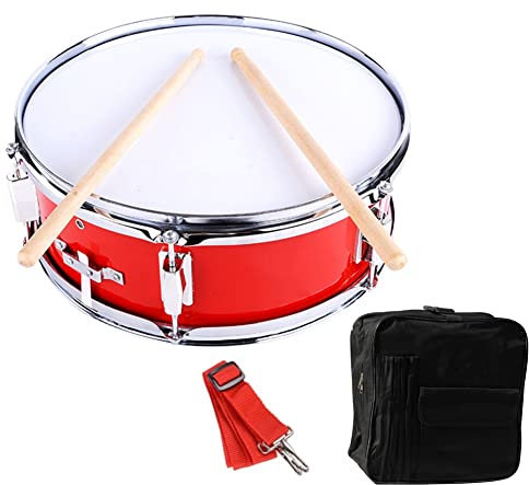 Snare Drum Kit, 14 Zoll Snare Drum Edelstahl Snare Drum mit Gig Bag, Sticks, Ideales Starter Kit, für Studenten Anfänger