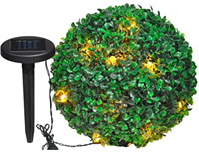 Benelando LED Solar Lichterkette Buchsbaumkugel künstlich Buchsbaum Lampe Lichterkette Solarlampe