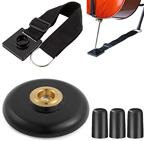 OBTANIM 5 Pcs Cello Endpin Anchor Stopper Include Adjustable Strap Rest Endpin Non Slip Stand Holder 3 Pcs Rubber Tip Floor Protector for Cello Bass Performance Accessories