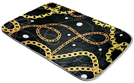 Shag Rug Ultra Soft Plush Rugs Faux Fur Rugs Golden Chains Print