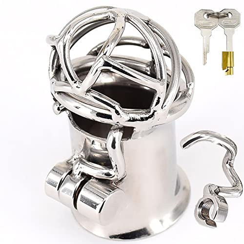 ScreaAss Durch Loch PA Piercing Keuschheitskäfig Edelstahl Keuschheitsgürtel Mann Belüfteter Metall Peniskäfig Keuschheits Schloss Penis Ring Cock Cage SM Extrem Sexspielzeug Für Männer,Silber,4mm PA