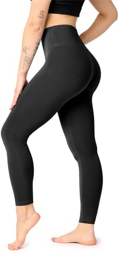 Bellivalini Dam Leggings hög midja av viskos Comfort Sportleggings till gymmet och Yoga BLV50-289 (Svart, S)