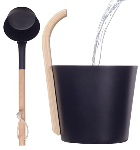 Fellflying Kit de Seau de Sauna, Seau de vidange de Sauna - Conteneur de Seau en Aluminium de Baril de Sauna de Bain de 7 L,Accessoires de Sauna Sec pour la Maison, Centre de Spa, Salle de Bain,