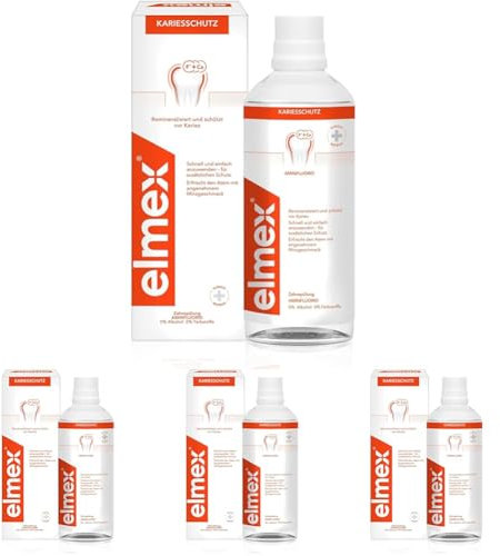 elmex Mundspülung Kariesschutz 400 ml – antibakterielle Zahnreinigung ohne Alkohol schützt effektiv vor Karies – für die tägliche Anwendung mit zweifach aktivem Kalzium-Fluorid Schutzschild