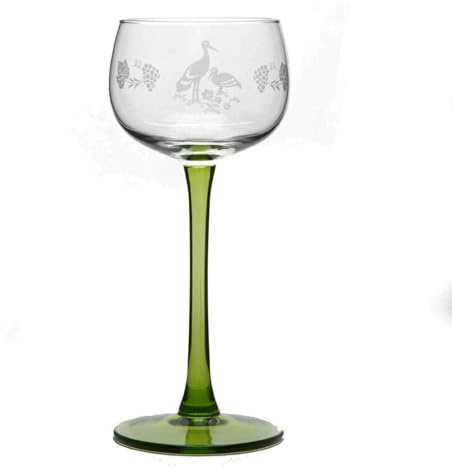 Boeckling - Lot DE 6 Verres du VIN du RHIN Decor CIGOGNES Mat - BOECKLING