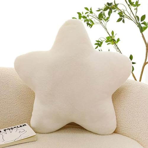 Bettschlange Kuschelkissen Kinder, Stern Kinderkissen, Weiche Flauschige Sternenkissen, Kissen Kinderzimmer Sternform Dekokissen für Mädchen & Jungen Zuhause Schlafzimmer,Weiß,30x30cm