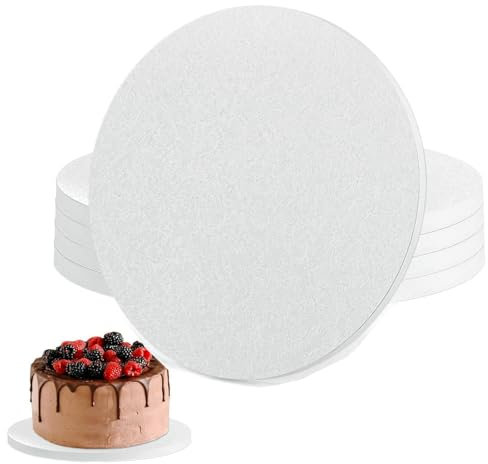 NVIYAM Kit de 5 Supports à Gâteaux Ronds, Cake Drum 12 mm Ø 30 cm/12in, Base de Gâteau, Plateau Gateau Disque, Socle Cake Board, Supports à Gâteau, Disque Dessous de Pâtisserie Transport de Gâteaux