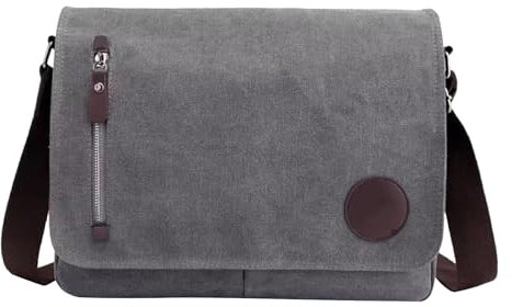 Leder-Schultertasche, Segeltuch, Kuriertasche, Laptop-Tasche für Männer und Frauen, für Schule, Arbeit, Reisen, graues Klavier, Kuriertasche, grau, Einheitsgröße
