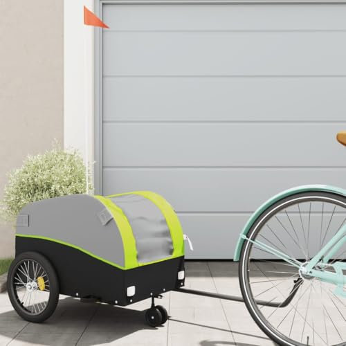 Somanki Fahrradanhänger Schwarz und Grün 30 kg Eisen, Fahrrad Anhänger, Lastenanhänger, Handwagen, Fahrrad-lastenanhänger, Lastenfahrrad - 94144
