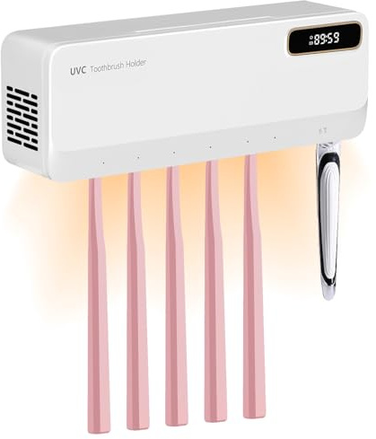 BigKing Zahnbürstenhalter, UV-Zahnbürstenhalter, UV-Sterilisator für die Wand, wiederaufladbar (USB Type-C), 2000 mAh mit großer Kapazität für Badezimmer-Zahnbürste (Weiß)