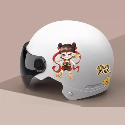 Niedlicher 3/4-Motorradhelm Für Kinder Mit Offenem Gesicht Und Sonnenblende, Cooler Elektrohelm Für Jugendliche, Alle Jahreszeiten, Für Jungen Und Mädchen Roller ATV-Helme ECE-Geprüft E,55-60CM