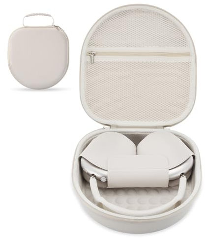 Case for Apple Airpods Max Headphones, Travel Portable Headphone Hard Case Cover Bag, Mesh Pouch with Zipper for Charger and Accessories (Starlight)