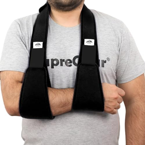 supregear Arm Sling Shoulder Immobilizer, Rotator Cuff Support Brace, Lightweight Comfortable Sling for Shoulder Injury, Broken, Dislocated, Fracture, Strain, Left Right, Men Women, Black