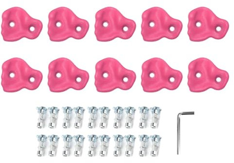 ZAWELIYO 10pcs PE -Klettern Hält | Ergonomische Innen- und Außenkletterngriffe mit Schrauben und Sechskantschlüssel, 80 Kg Kapazität für Kinder und Erwachsene (Rosa)