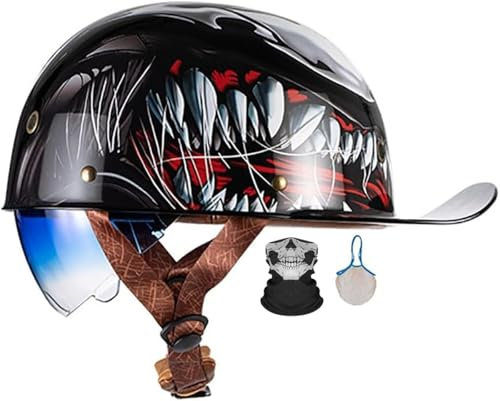 Casco Mezzo Moto Vintage, Caschi Cromwell, Certificazione DOT/Ece Unisex Adulto Scodella Portatile Casco Materiale ABS Fodera Traspirante, Per Biker Cruiser Scooter Touring Casco 11,XXL