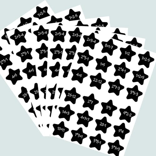 HERZONE Lot de 6 autocollants numérotés pour calendrier de l'Avent - 1 à 24 autocollants - 4 cm - Pour les tâches mathématiques - Pour bricolage et décoration (étoiles)