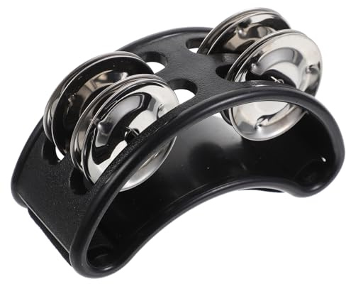 Fußtamburin mit 2 Satz Vernickelten Metallglocken, Schwarz