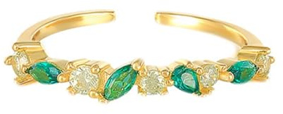 Bijoux Bague Homme Or Bague 49 9K Au375 Forme Marquise Émeraude Créée en Laboratoire pour Lesbienne Mère