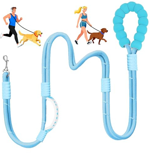 Traffic Handle Dog Leash, 1.5m/2m Hands Free Dog Lead, Dog rope lead Padded Handles, Strong dog lead Reflective Walking Lead for Medium Large Dogs -Blue