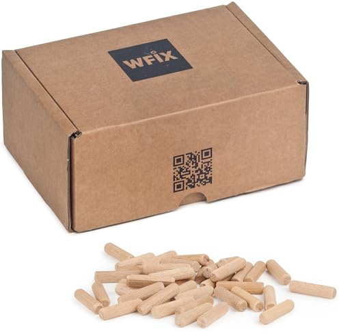 Holzdübel 10 mm x 40 mm – ca. 450 Stück Riffelholzdübel aus Buche | 1kg Packung im Karton | Holz Dübel ideal für Bohrhilfe & Meisterdübler | Perfekte Holzverbindung