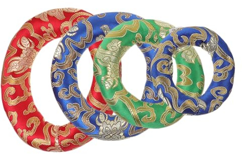 TOYANDONA Klangschalenkissen Verbessert Klang und Druckentlastung 4 Stück-pack aus Baumwollstoff mit Wolkenmuster Ringförmig und Zufällige Farbe für Tibetische Klangschalen bei Meditation