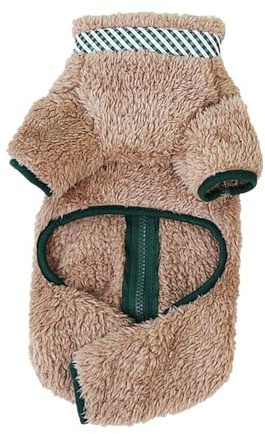 Wintermäntel für kleine Hunde, Plüsch-Fleece-Hundemantel Warm Hundepullover Sweater Welpen Winterjacke Chihuahua Katze Kleidung Haustier Hundebekleidung mit D-Ring und (Coffee, 31X23X2cm)