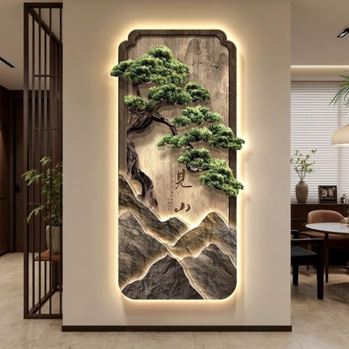 BEBANE Dipinti Decorativi stereoscopici 3D, Dipinti Decorativi a LED in Rilievo 3D, sculture paesaggistiche Creative da Parete, Alimentazione a Spina(A,80 * 40cm/31.5 * 15.7in)