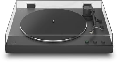 Sony PS-LX3BT Tocadiscos Inalámbrico Bluetooth con Reproducción automática, Transmisión por Correa, Preamplificador Fonográfico Integrado, 2 velocidades y Cubierta Antipolvo, Negro