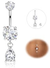 YADOCA Titanium Belly Bar Silver Gold Dangly Belly Button Bars 14G