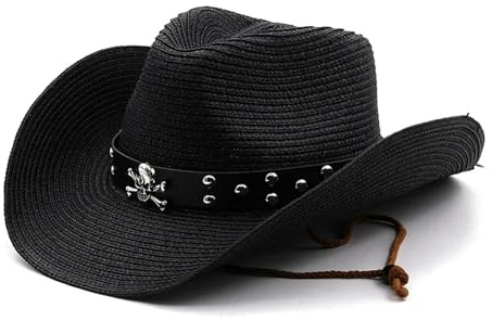 SHBHWS Sombrero de vaquero marca punk for hombre, sombrero playa paja verano, gorra vaquera panamá, jazz for el sol, gorros for Para Halloween y Festivales