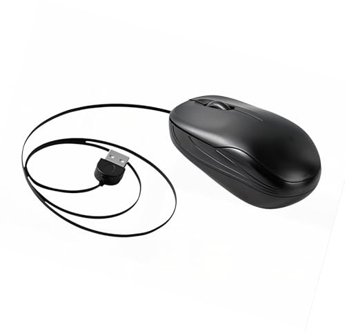 NRVTRE Ratón con Cable, ratón retráctil con Cable para Ordenadores portátiles, Accesorios para Juegos de Ordenador, Viajes