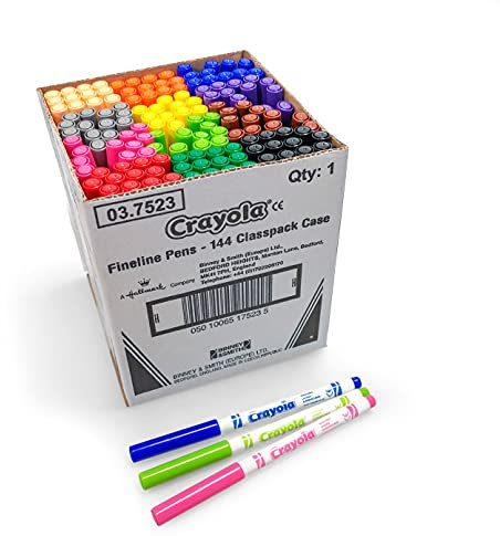 Crayola, Fineline, Abwaschbare Filzstiften mit Feiner Spitze, Classpack | Packung mit 144 Stück in Sortierten Farben, Altersempfehlung: ab 3 Jahren