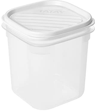 Tatay Tupper Hermético 0,7L Top Flex | Tapa a Presión | Recipientes Herméticos Para Alimentos | Apto Microondas, Lavavajillas, Nevera, Congelador | Plástico Libre de BPA | 10x10x11,7 cm, Blanco