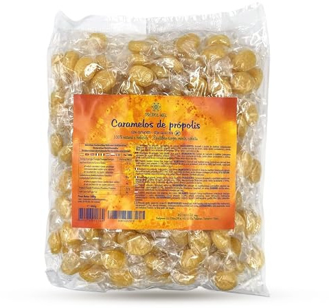 500g - Bonbons propolis - Sans gluten/sans sucre. Fabriqués à partir de la propolis finement émincée. Recommandés pour combattre la mauvaise haleine, et pour le soin de la bouche et de la gorge.