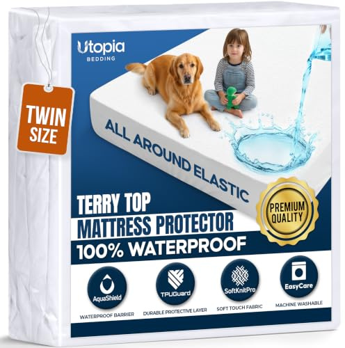 Utopia Bedding allergivänligt, 100% vattentätt madrasskydd (dubbel)