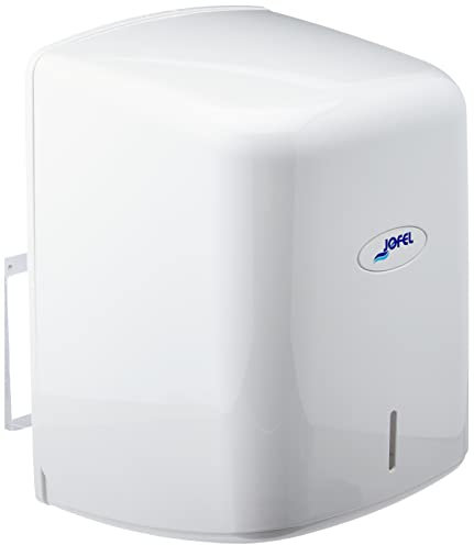 Jofel - Dispensador de Papel en Bobina hasta 205mm Mecha en Continuo, Bobina Especial para Dispensar por el Centro de la Base, Maxima Higiene, Carcasa ABS, Valor AG47000, Blanco