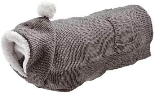 HUNTER Hundepullover RÖGLA, Farbe: grau, leichter Strickpullover mit Plüsch-Kapuze, weich & elastisch, liebevolle Details, natürlicher Bewegungsablauf, hoher, waschbar bei 30°C, Größe: 40