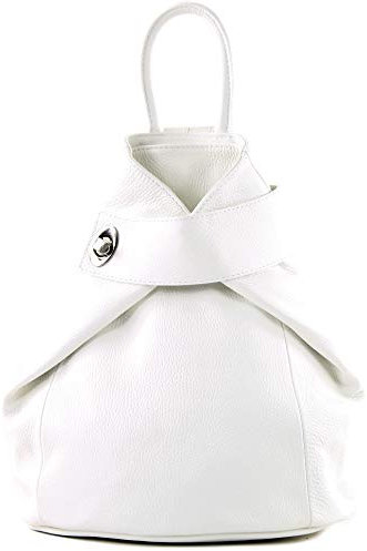 modamoda de - T179 - ital: Damen Rucksack Tasche aus Leder, Farbe:Weiß