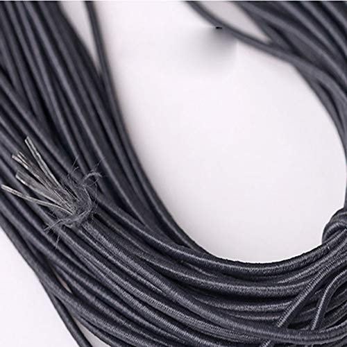 Egurs Cinta de goma redonda de color, cuerda elástica, 2 mm, 48 m/rollo, color gris oscuro