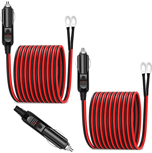 RUNCCI-YUN 3 Pcs Adaptateur Mâle pour Allume-Cigare avec Câble d'alimentation 1m 12V/24V Universel, pour onduleur de Voiture, Pompe à air, Tasse électrique