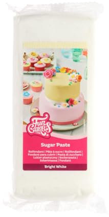FunCakes Pasta di Zucchero Bright White: facile da usare, liscia, flessibile, morbida e pieghevole, perfetta per decorare torte, halal, kosher e senza glutine - 1000 g